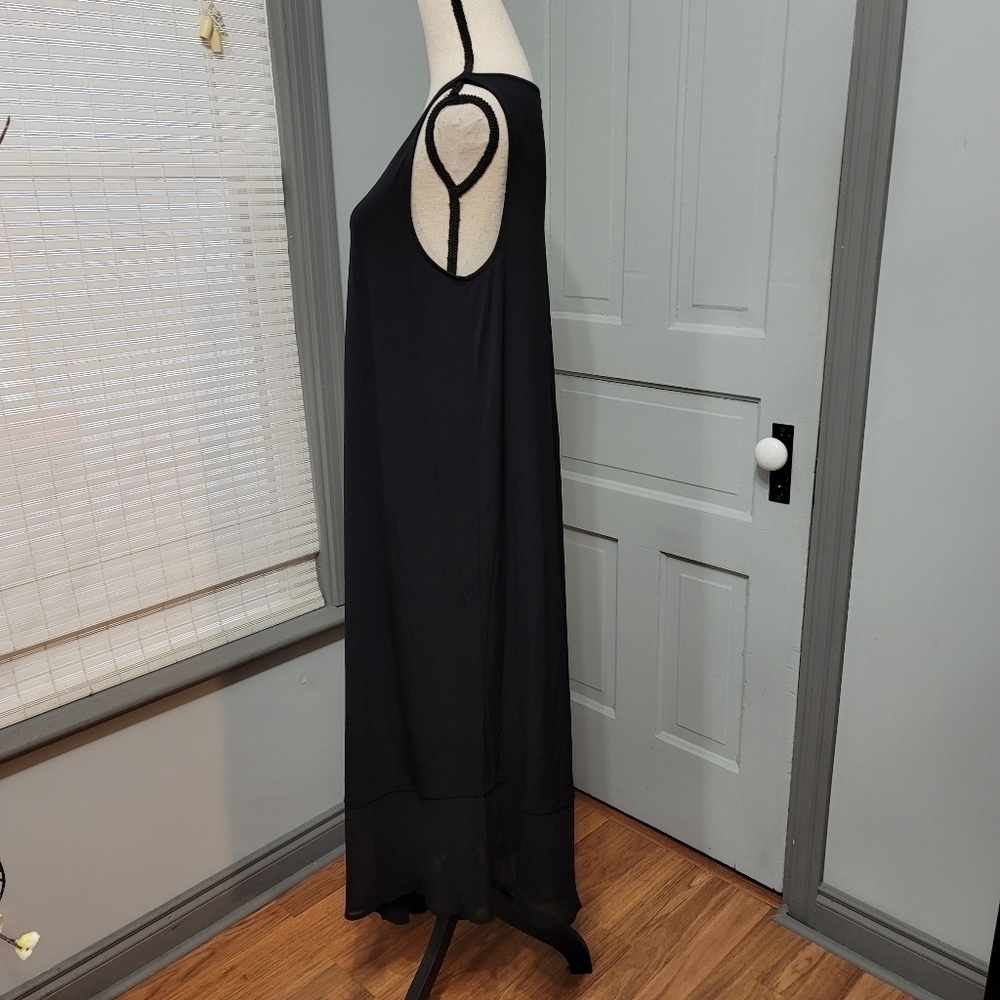 Lane Bryant Asymmetrical Chiffon Trim Sleeveless Ponte Maxi Dress 14/16 - Picture 3 of 4